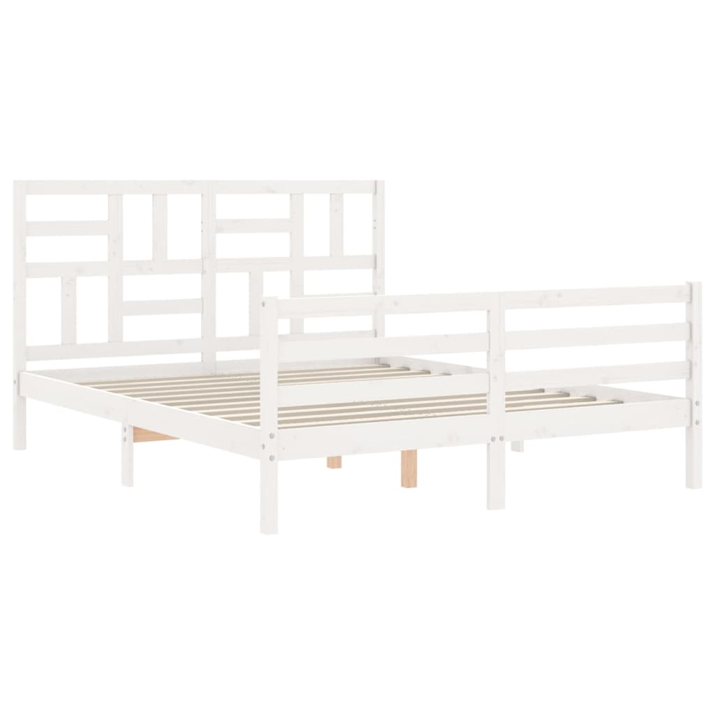 Cadre de lit sans matelas blanc 160x200 cm bois massif - XIOS