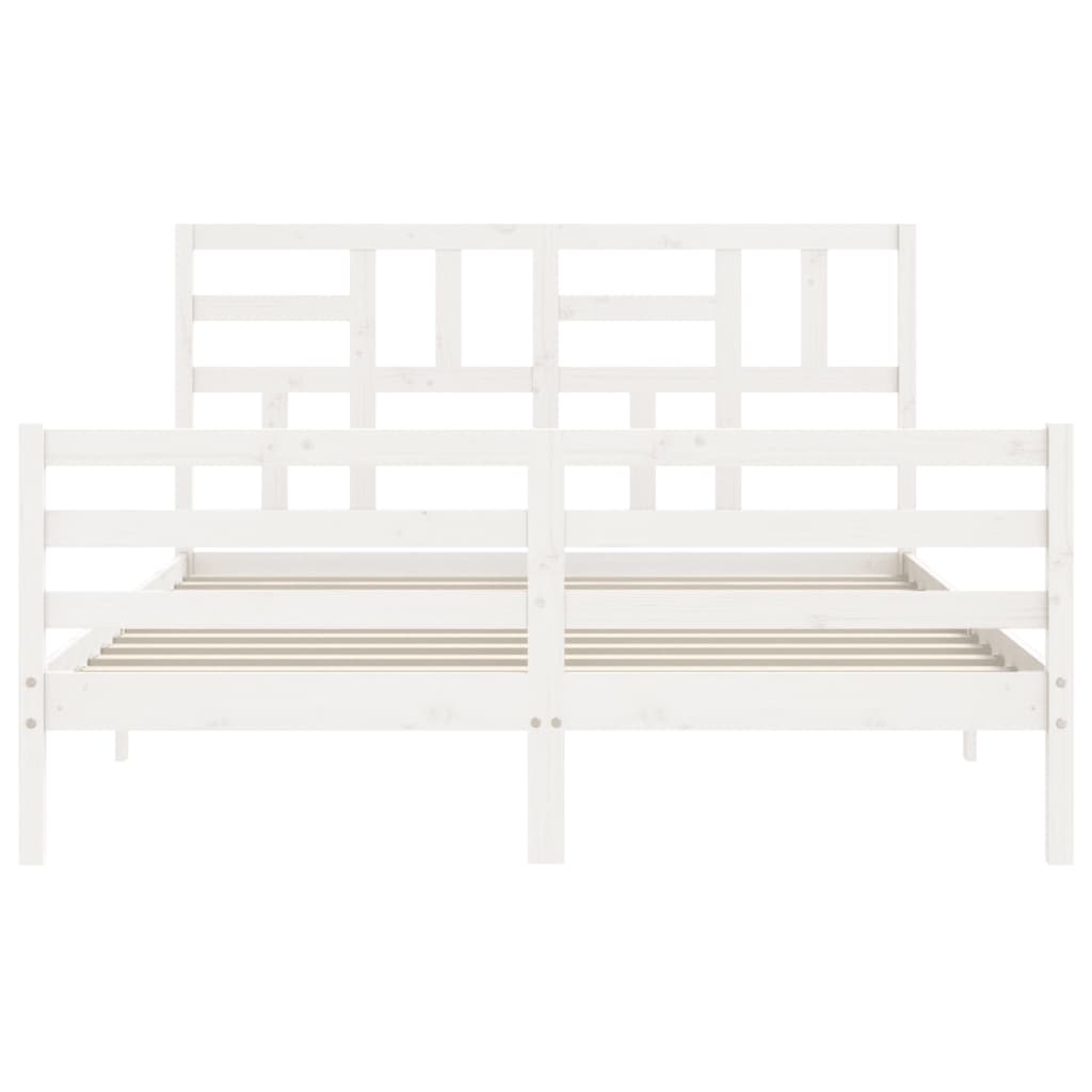 Cadre de lit sans matelas blanc 160x200 cm bois massif - XIOS