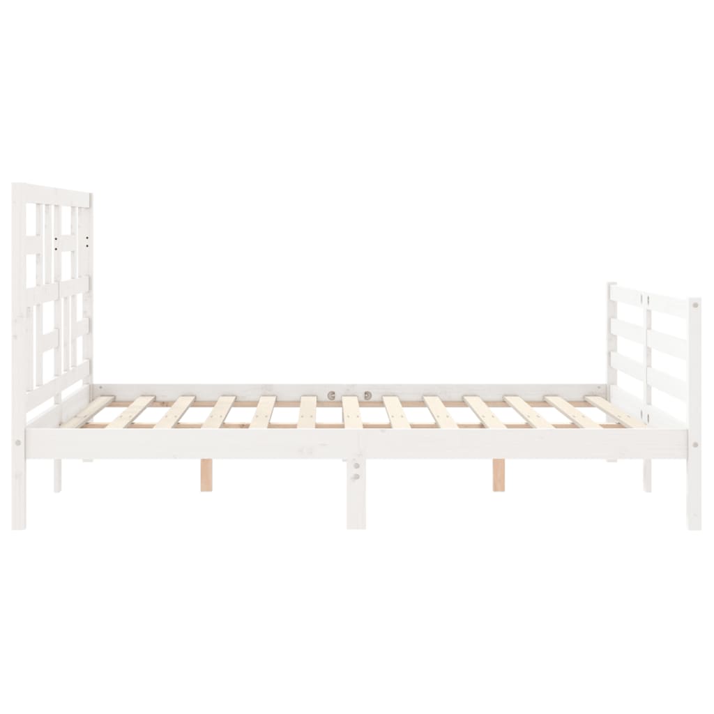 Cadre de lit sans matelas blanc 160x200 cm bois massif - XIOS