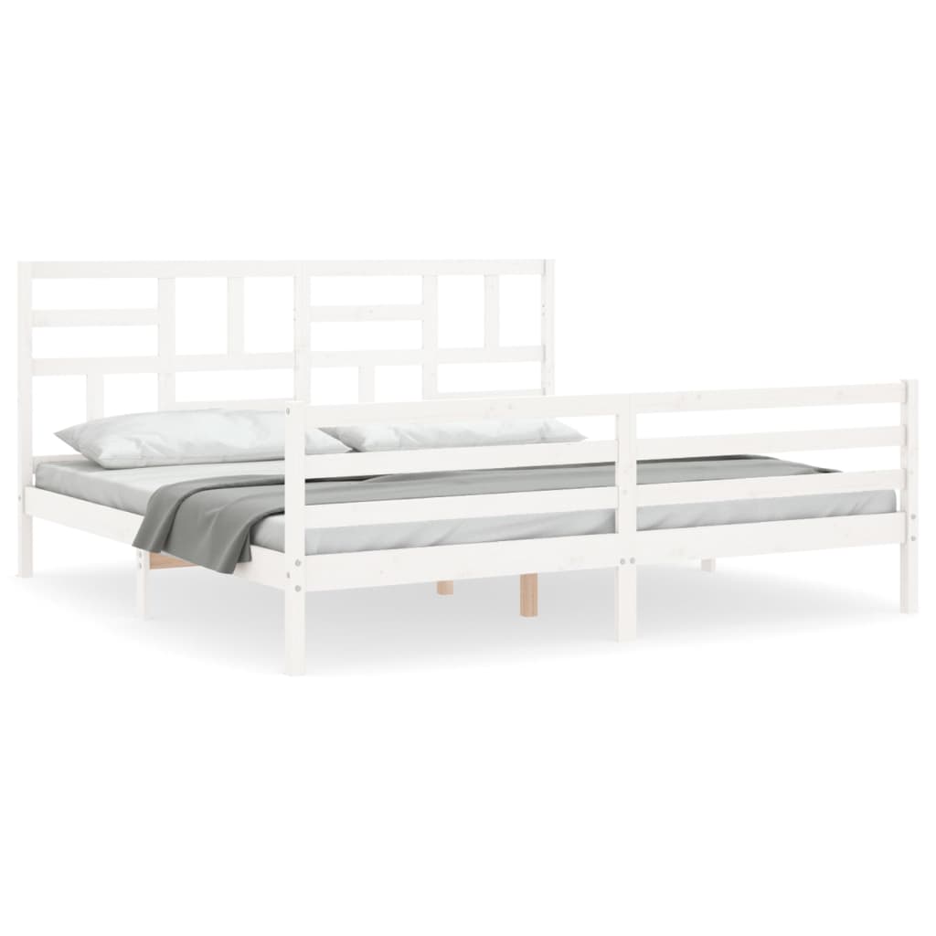 Cadre de lit sans matelas blanc 200x200 cm bois massif - XIOS