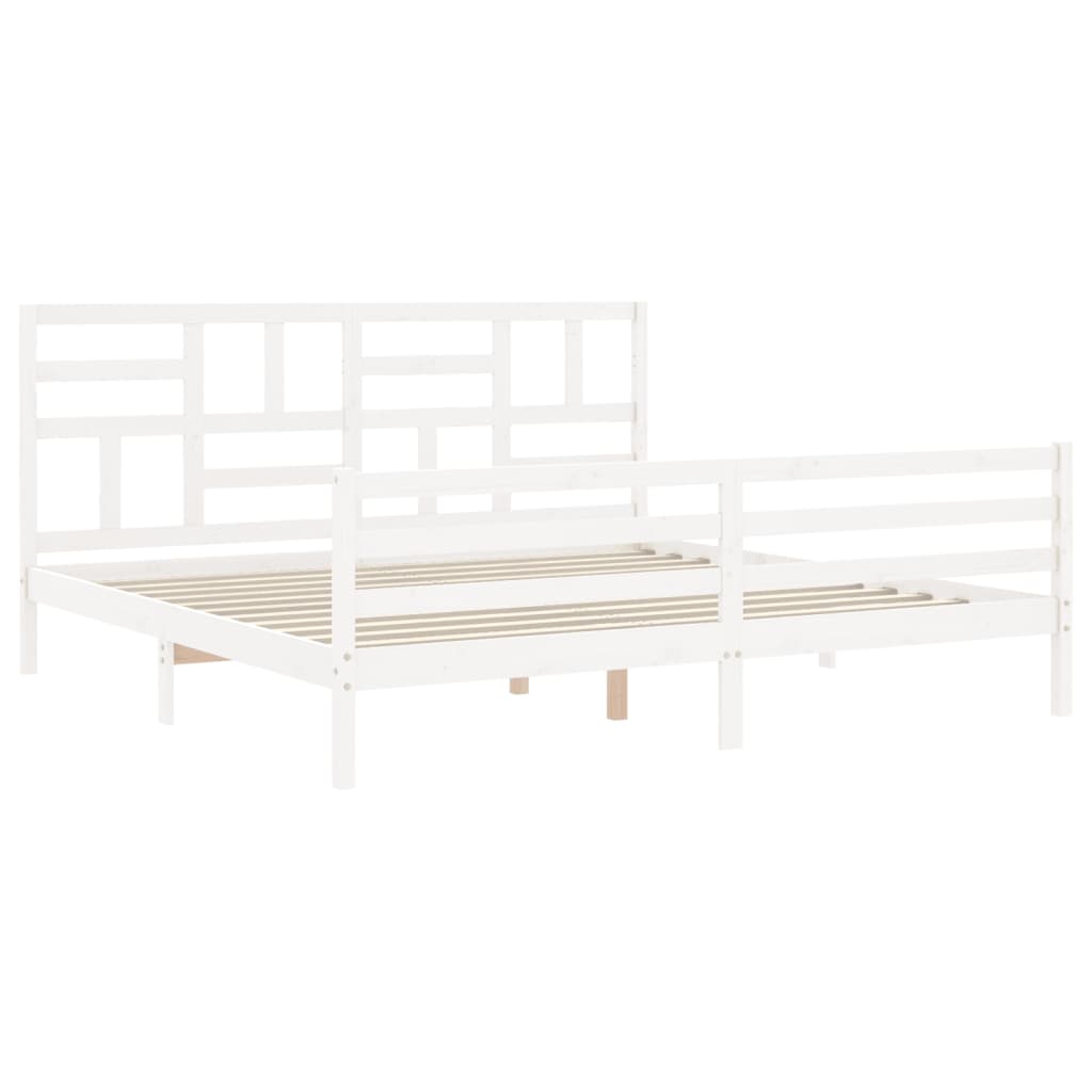 Cadre de lit sans matelas blanc 200x200 cm bois massif - XIOS