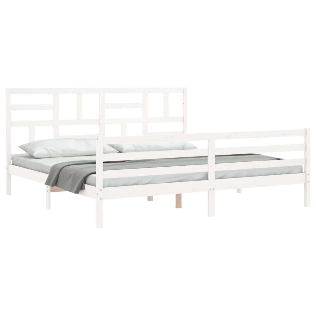 Cadre de lit sans matelas blanc 200x200 cm bois massif - XIOS