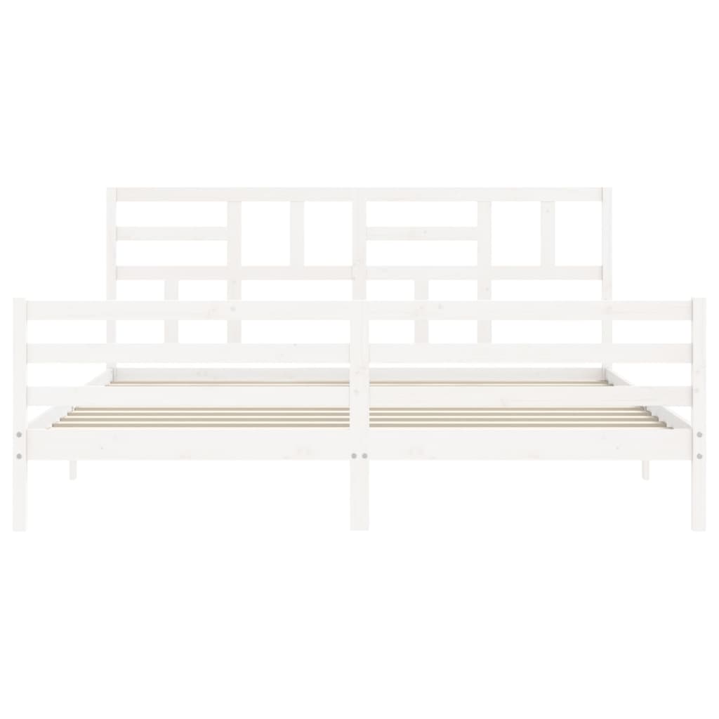 Cadre de lit sans matelas blanc 200x200 cm bois massif - XIOS