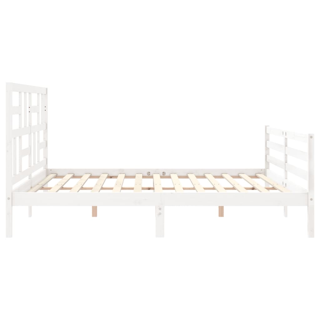 Cadre de lit sans matelas blanc 200x200 cm bois massif - XIOS