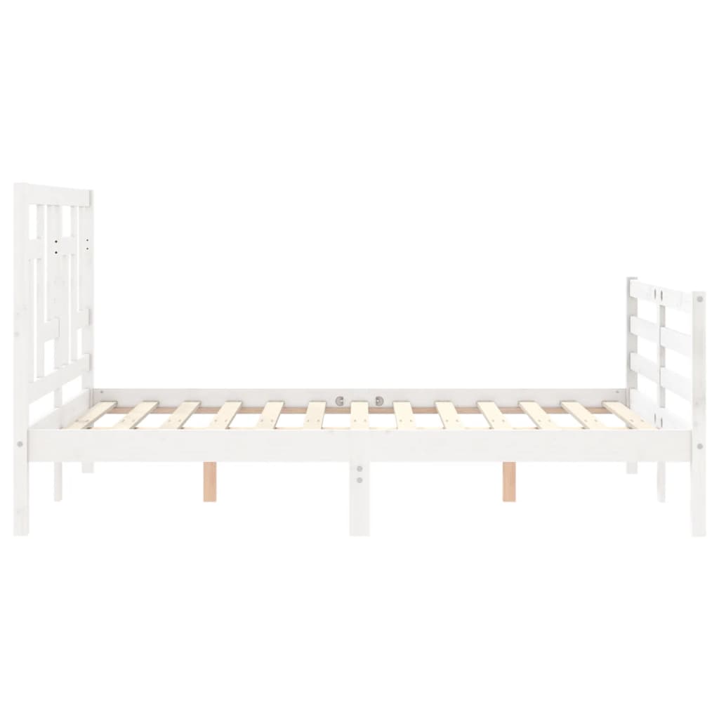Cadre de lit sans matelas blanc 140x190 cm bois massif - XIOS