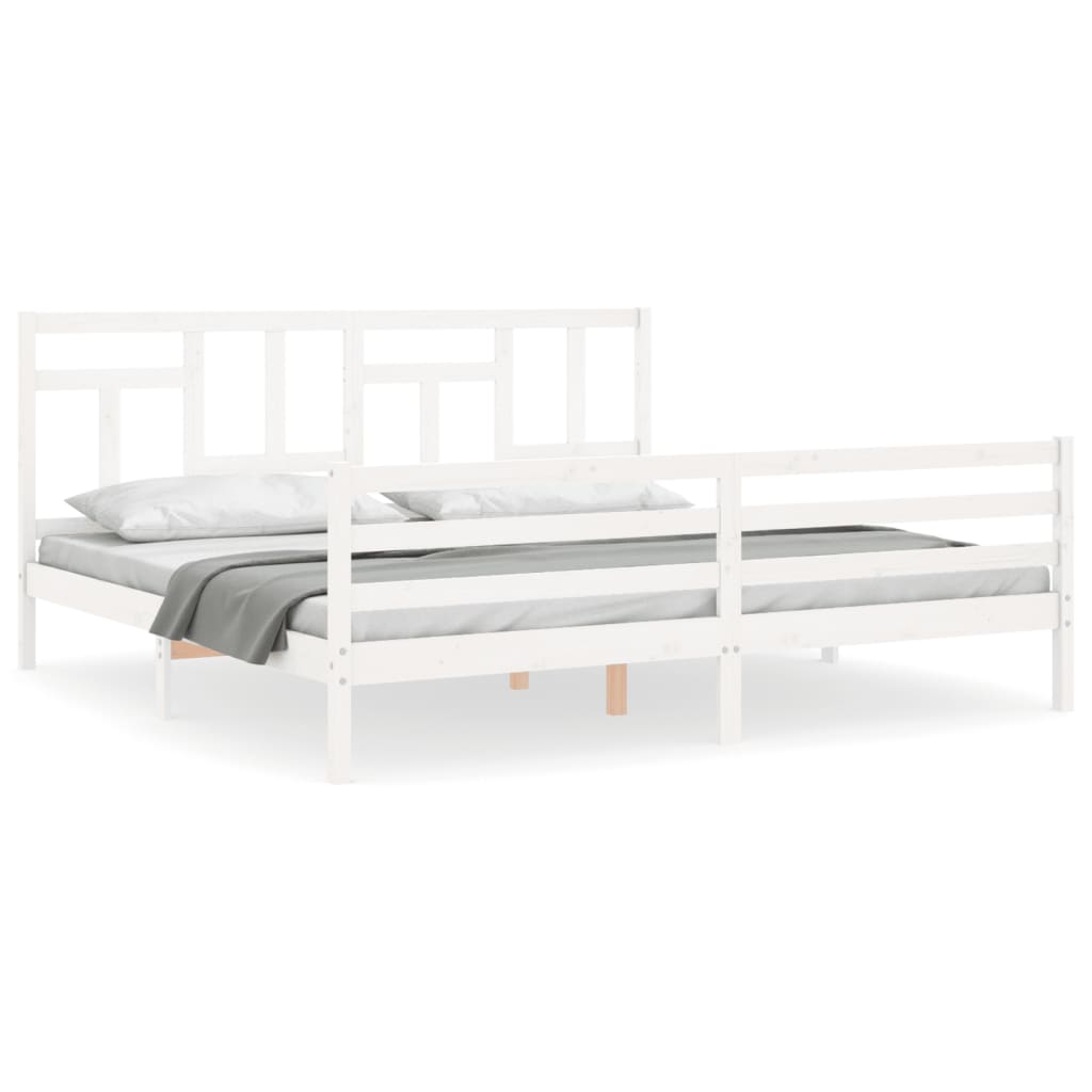 Cadre de lit sans matelas blanc 200x200 cm bois massif - XIOS