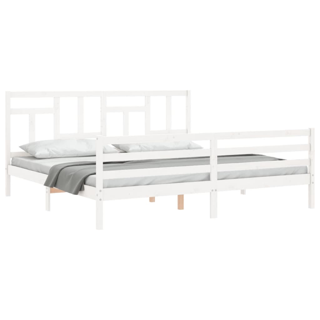 Cadre de lit sans matelas blanc 200x200 cm bois massif - XIOS