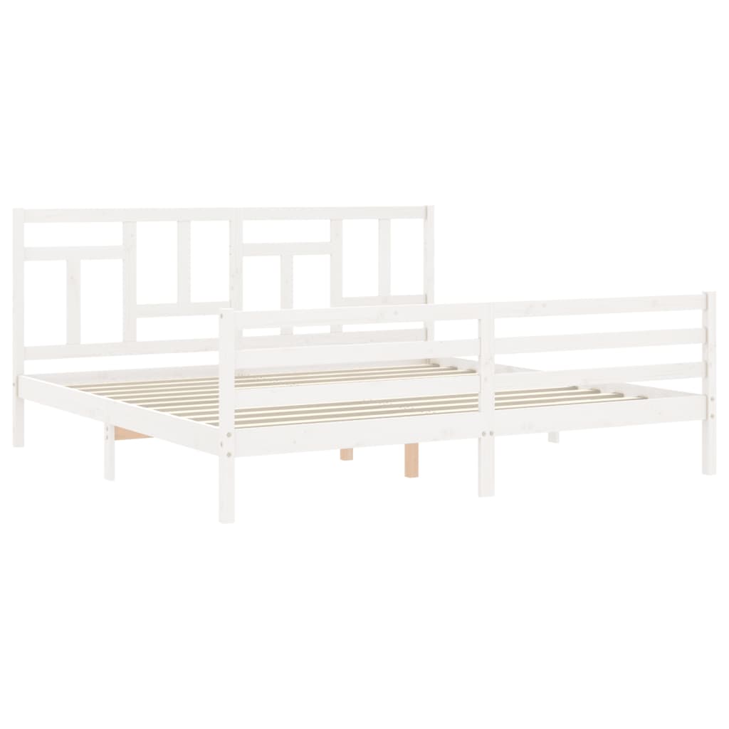 Cadre de lit sans matelas blanc 200x200 cm bois massif - XIOS
