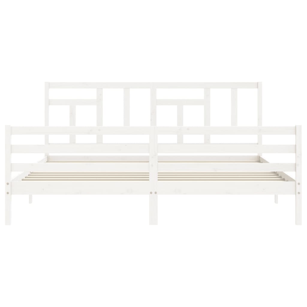 Cadre de lit sans matelas blanc 200x200 cm bois massif - XIOS