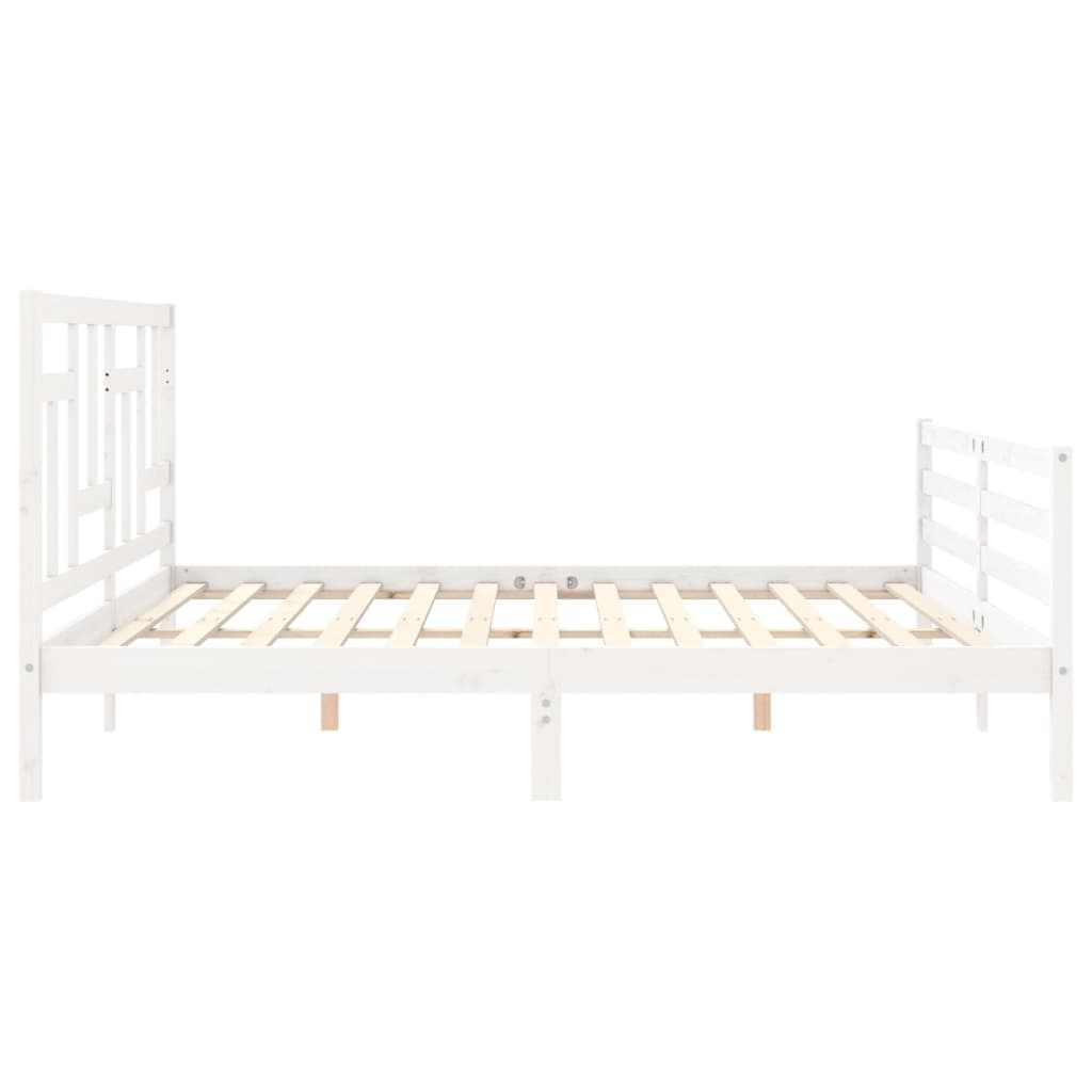 Cadre de lit sans matelas blanc 200x200 cm bois massif - XIOS