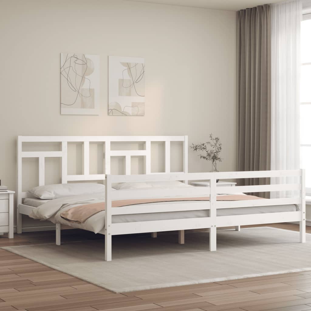 Cadre de lit sans matelas blanc 200x200 cm bois massif - XIOS