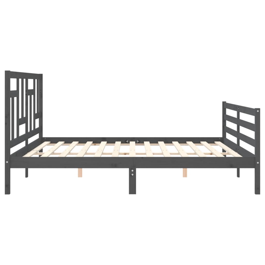 Cadre de lit sans matelas gris 200x200 cm bois massif - XIOS