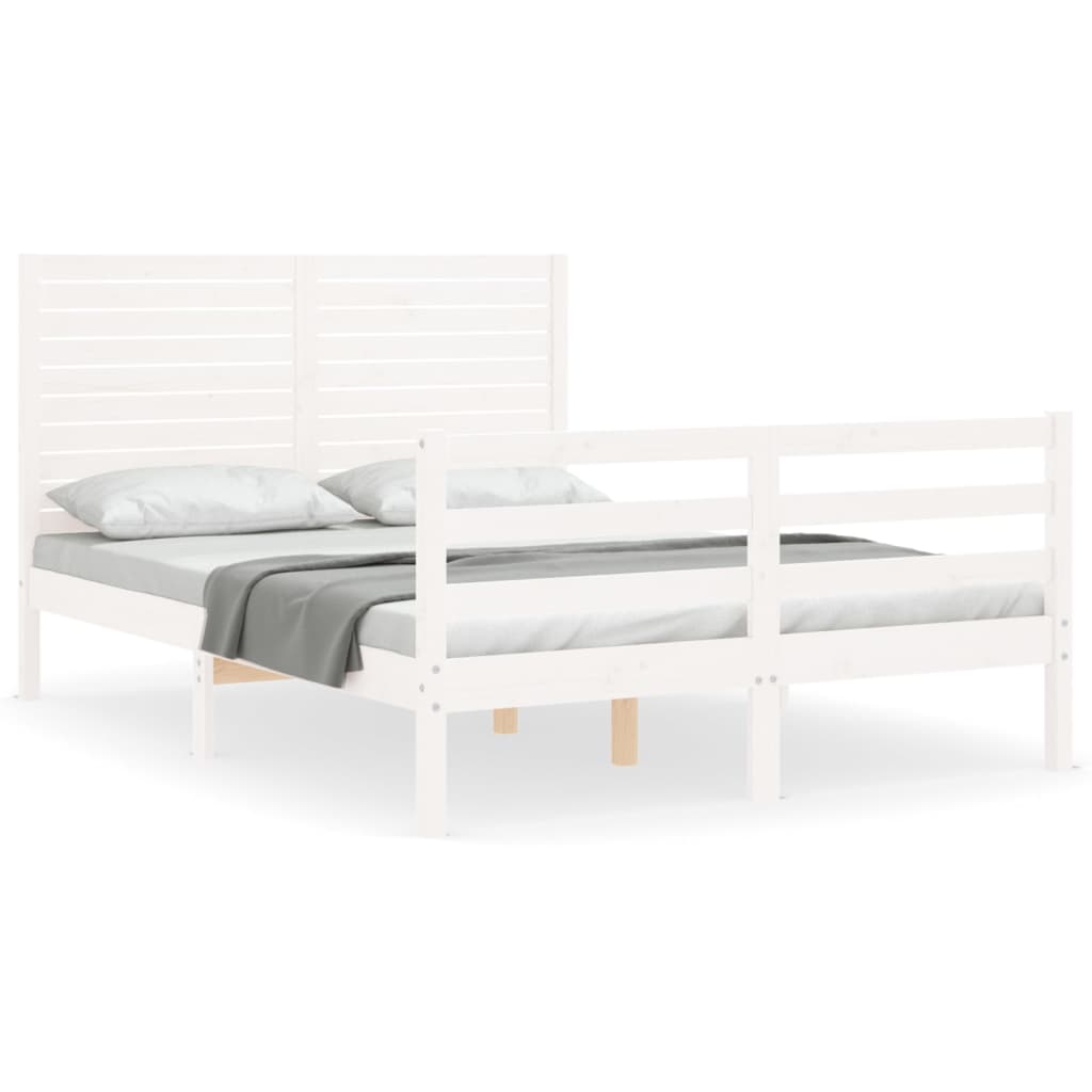 Cadre de lit sans matelas blanc bois massif - XIOS
