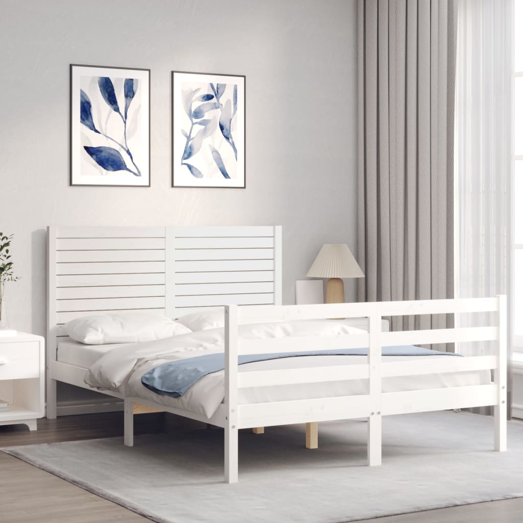 Cadre de lit sans matelas blanc bois massif - XIOS