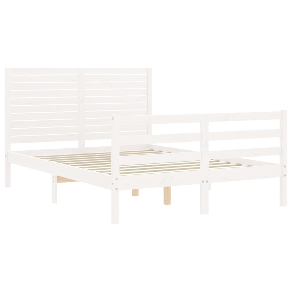 Cadre de lit sans matelas blanc bois massif - XIOS