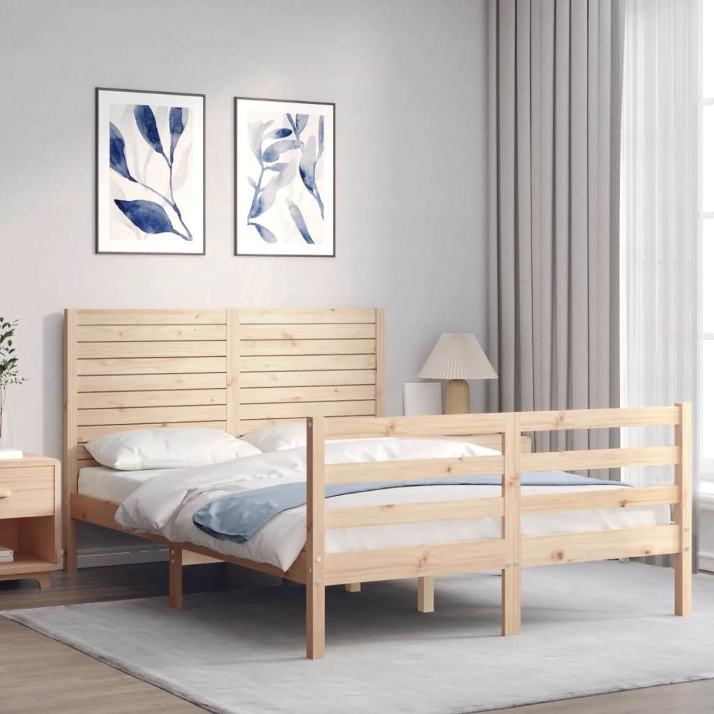 Cadre de lit sans matelas 140x190 cm bois massif - XIOS