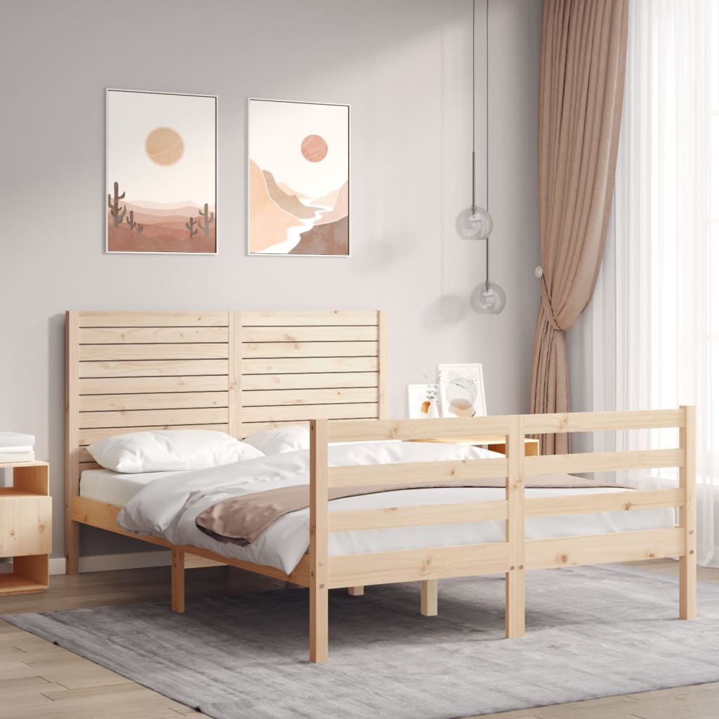 Cadre de lit sans matelas 140x200 cm bois massif - XIOS