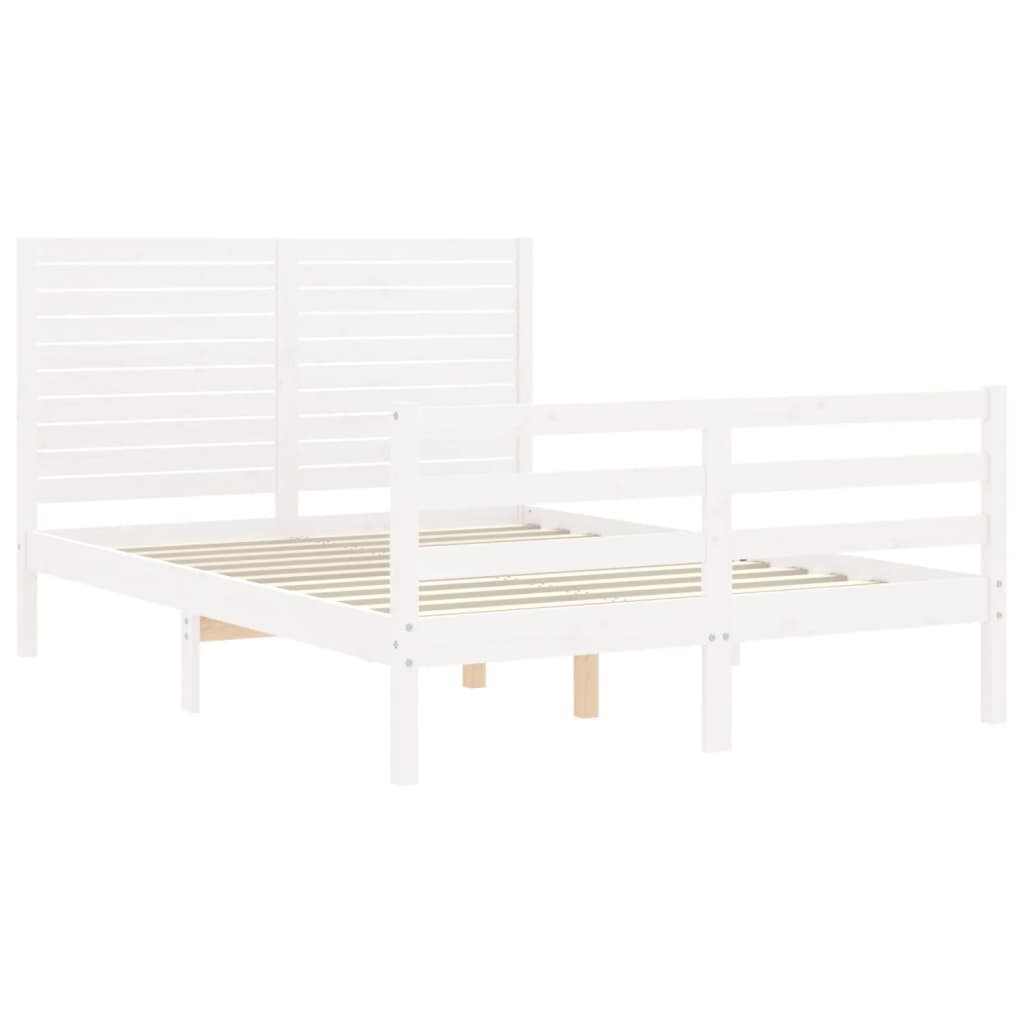 Cadre de lit sans matelas blanc 140x200 cm bois massif - XIOS