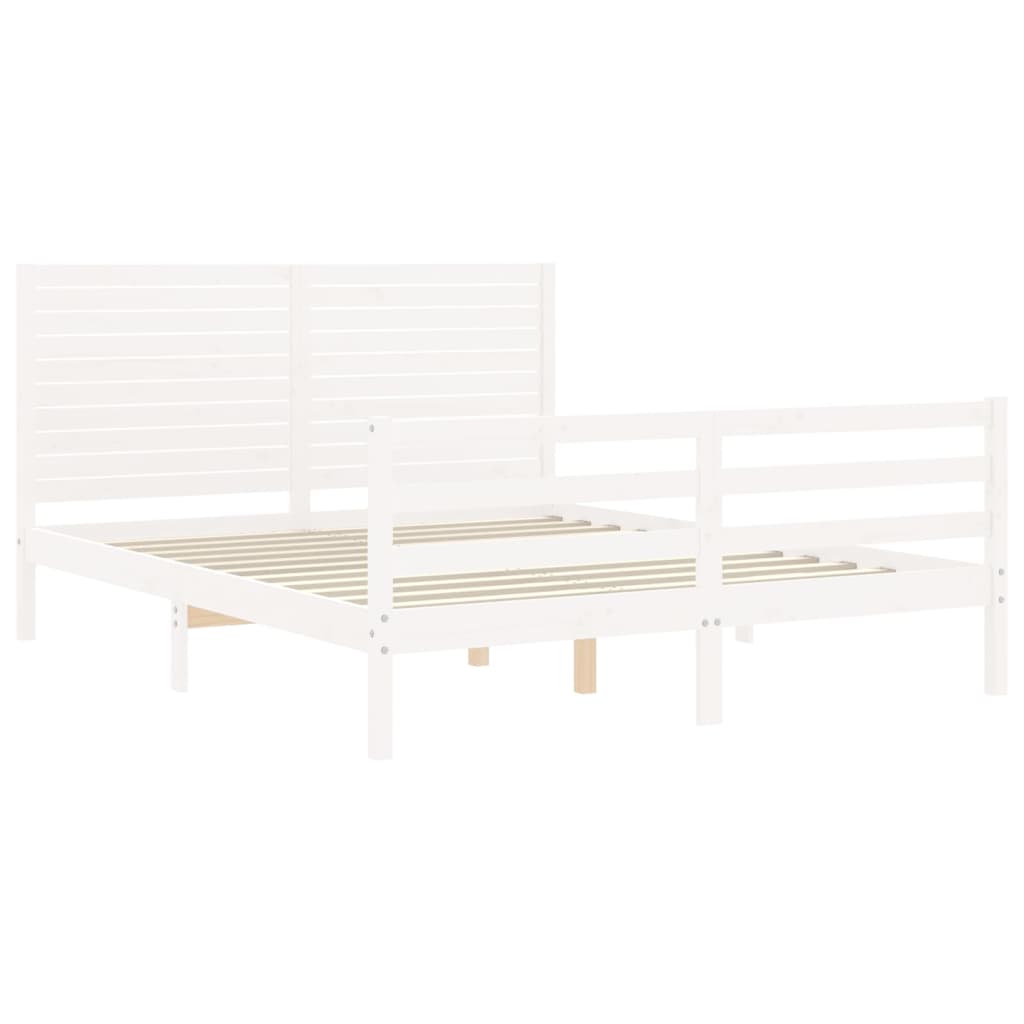 Cadre de lit sans matelas blanc 160x200 cm bois massif - XIOS