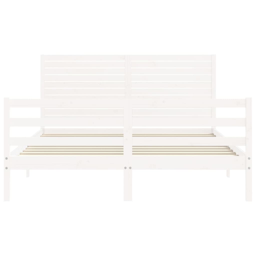 Cadre de lit sans matelas blanc 160x200 cm bois massif - XIOS