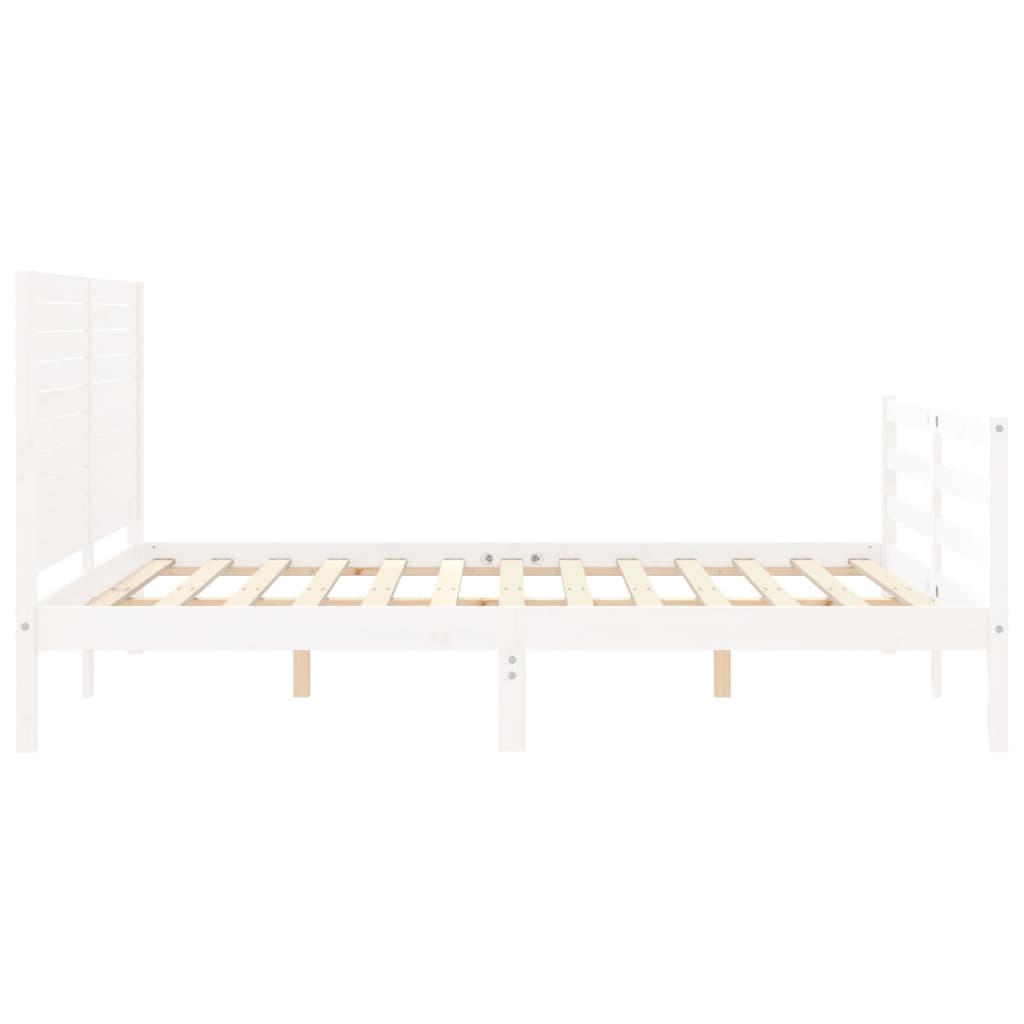 Cadre de lit sans matelas blanc 160x200 cm bois massif - XIOS