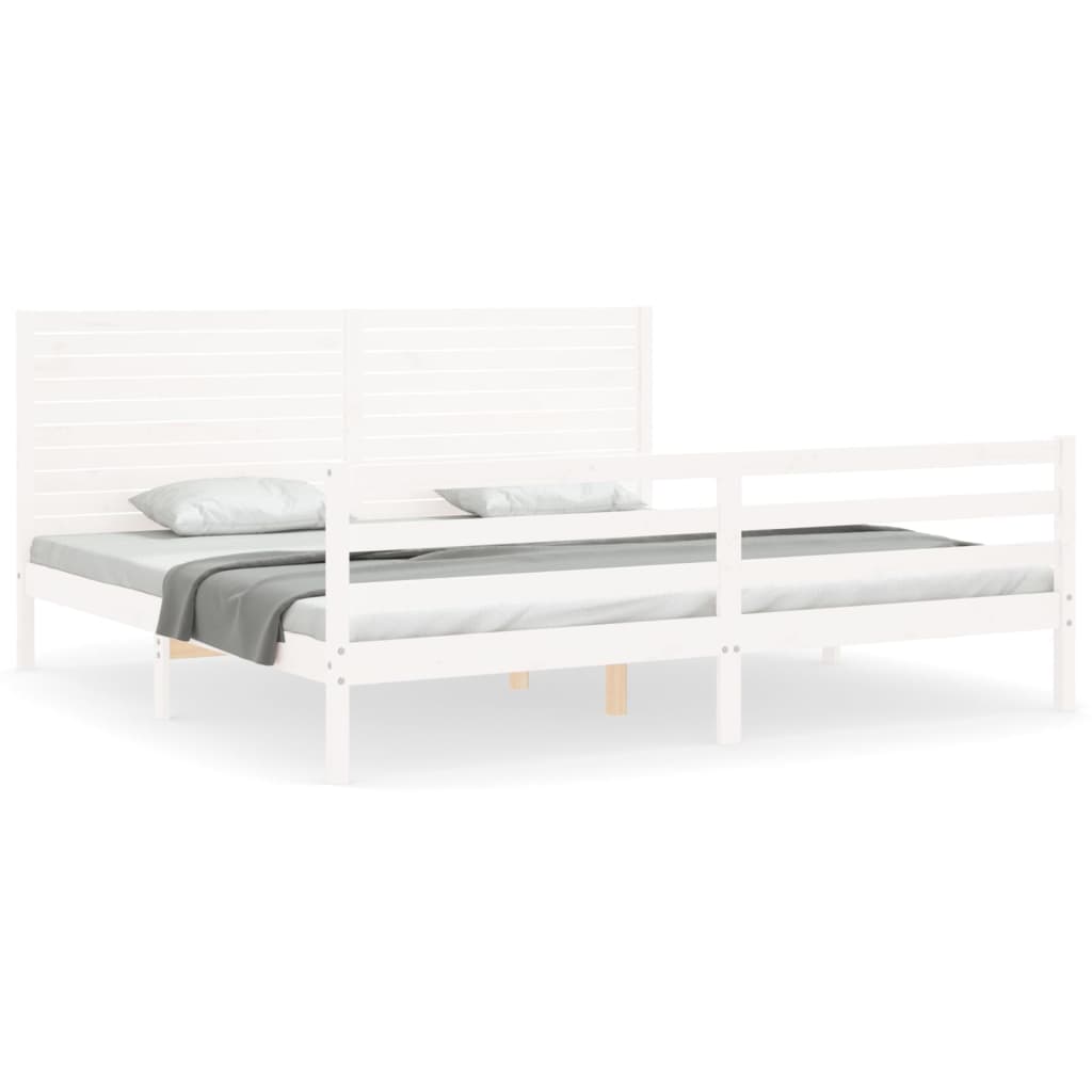 Cadre de lit sans matelas blanc 200x200 cm bois massif - XIOS