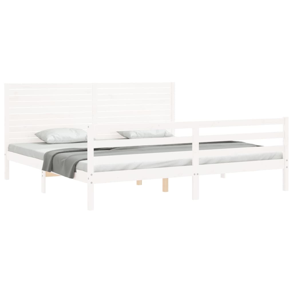 Cadre de lit sans matelas blanc 200x200 cm bois massif - XIOS