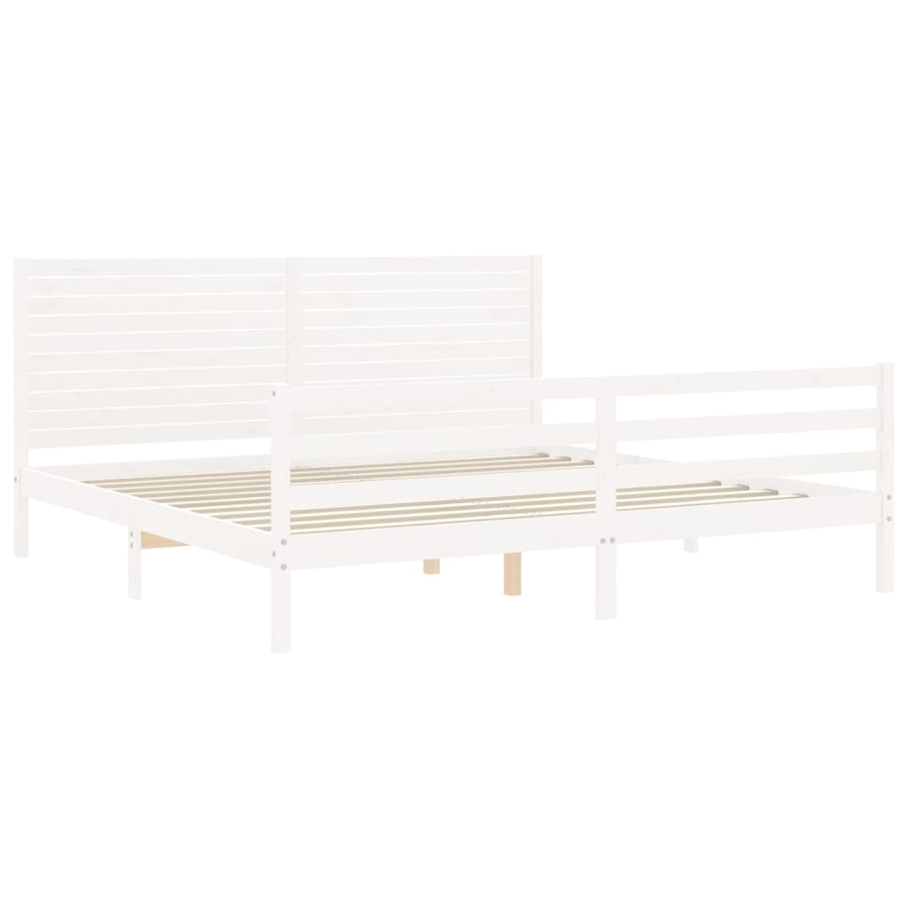 Cadre de lit sans matelas blanc 200x200 cm bois massif - XIOS