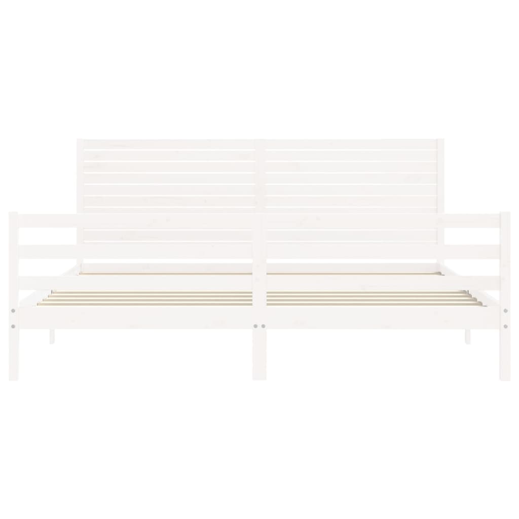 Cadre de lit sans matelas blanc 200x200 cm bois massif - XIOS