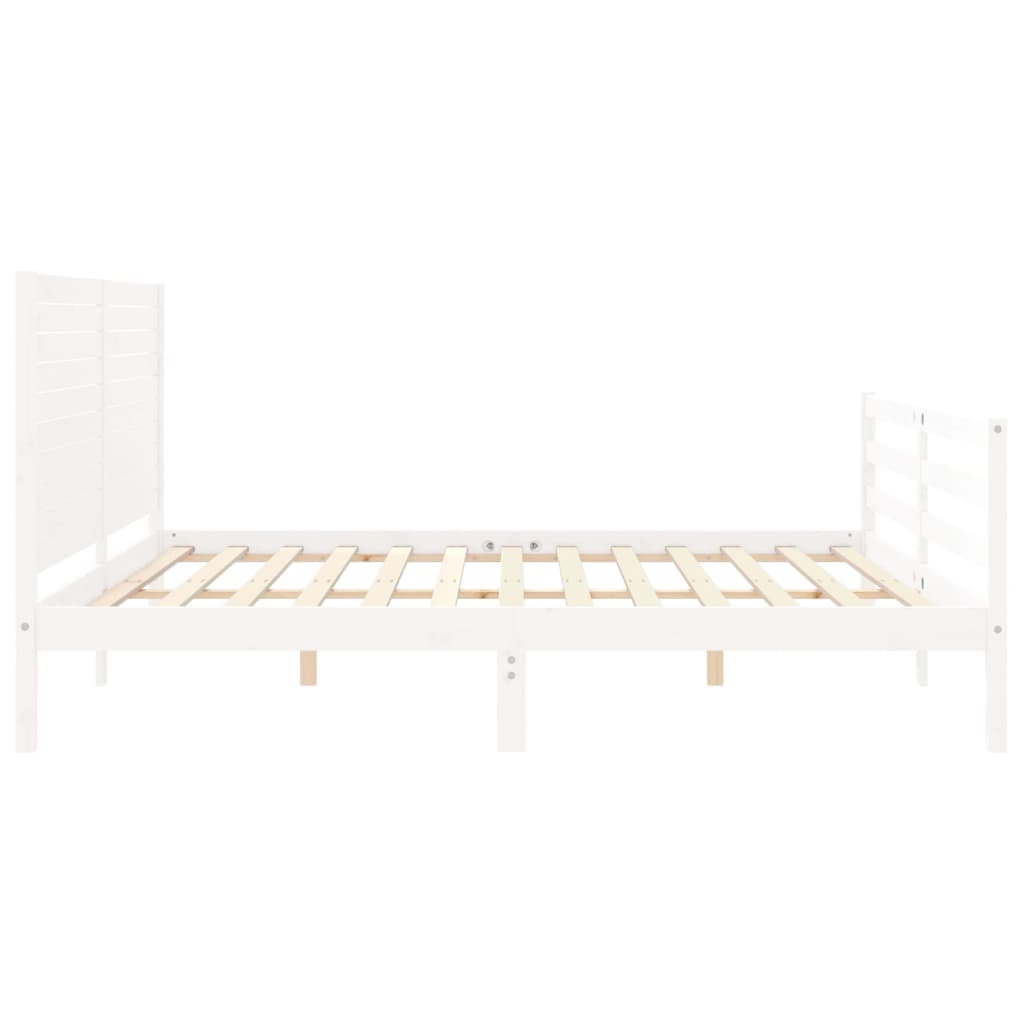 Cadre de lit sans matelas blanc 200x200 cm bois massif - XIOS