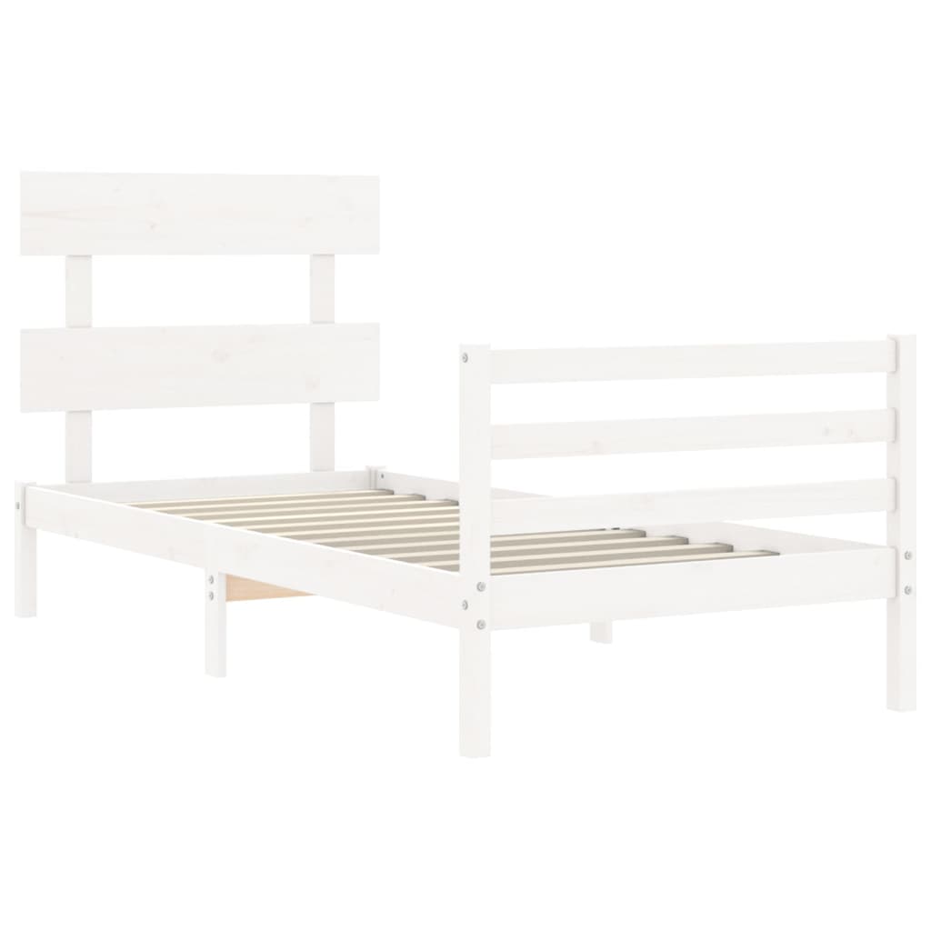 Cadre de lit sans matelas blanc bois massif - XIOS