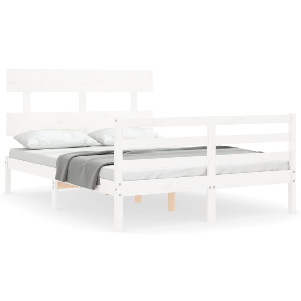 Cadre de lit sans matelas blanc bois massif - XIOS