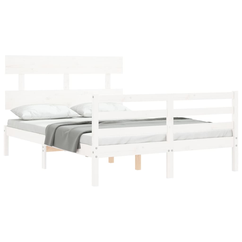 Cadre de lit sans matelas blanc bois massif - XIOS