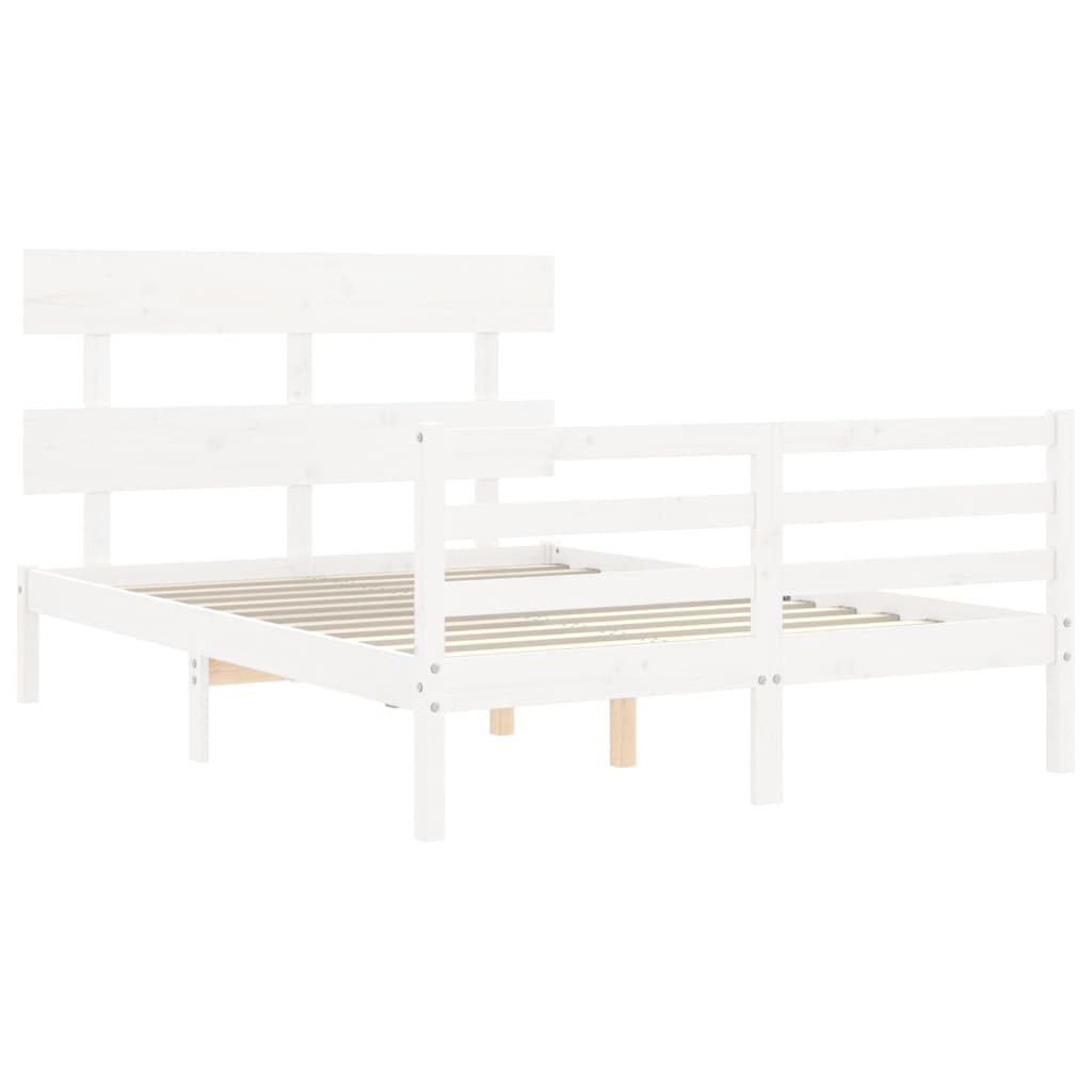 Cadre de lit sans matelas blanc bois massif - XIOS