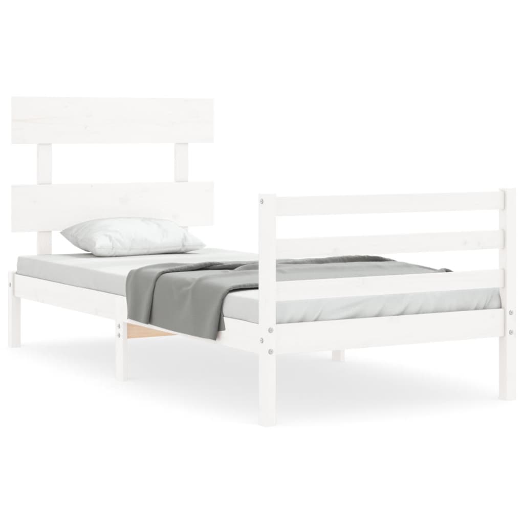 Cadre de lit sans matelas blanc 90x200 cm bois massif - XIOS