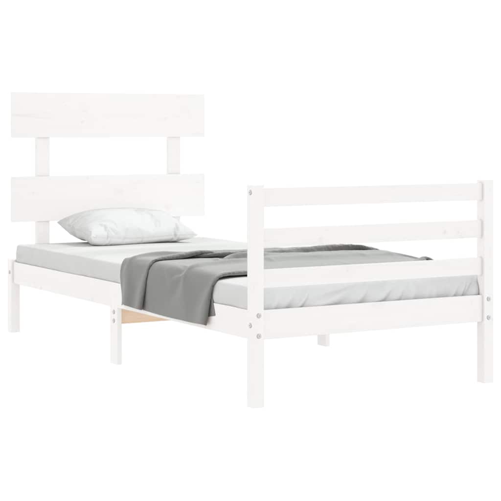 Cadre de lit sans matelas blanc 90x200 cm bois massif - XIOS