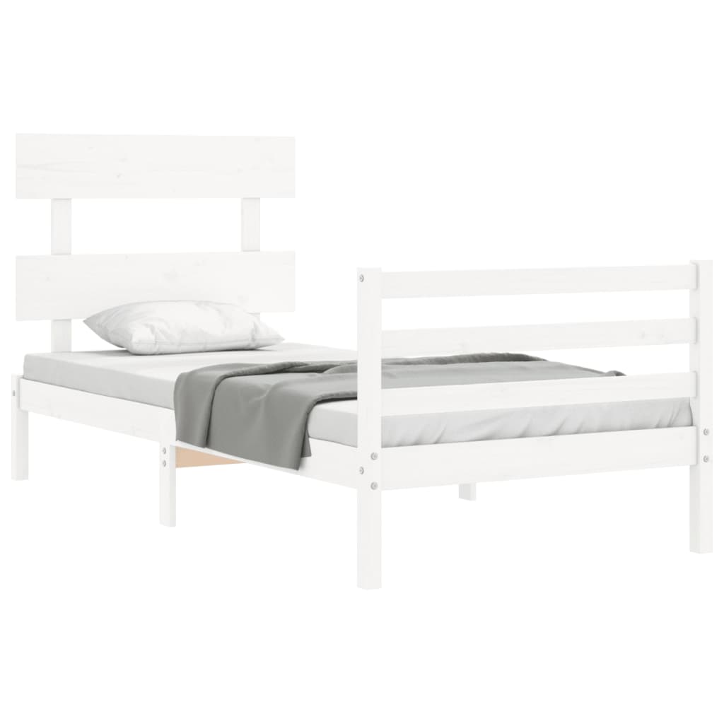 Cadre de lit sans matelas blanc 90x200 cm bois massif - XIOS