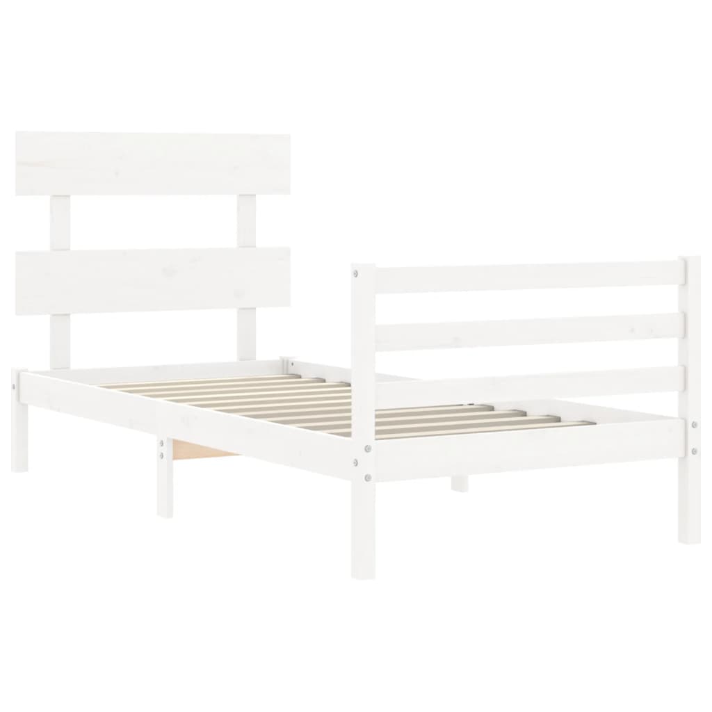 Cadre de lit sans matelas blanc 90x200 cm bois massif - XIOS