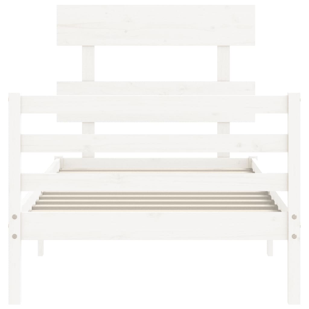 Cadre de lit sans matelas blanc 90x200 cm bois massif - XIOS