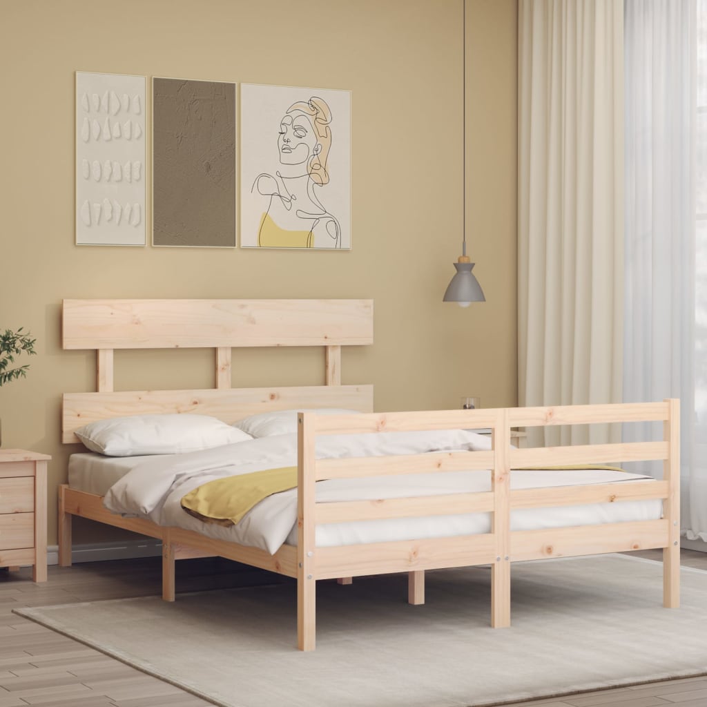 Cadre de lit sans matelas 140x200 cm bois massif - XIOS