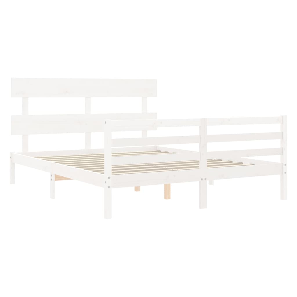 Cadre de lit sans matelas blanc 160x200 cm bois massif - XIOS