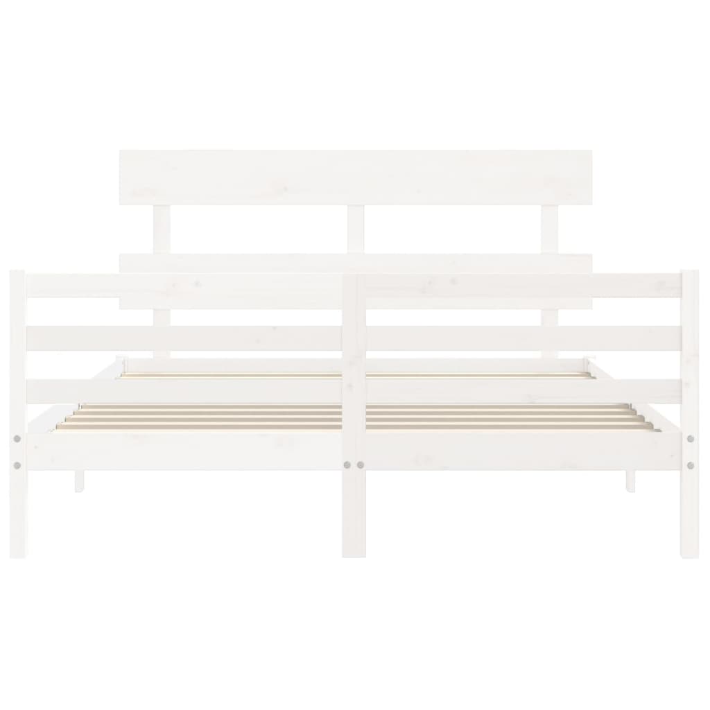 Cadre de lit sans matelas blanc 160x200 cm bois massif - XIOS