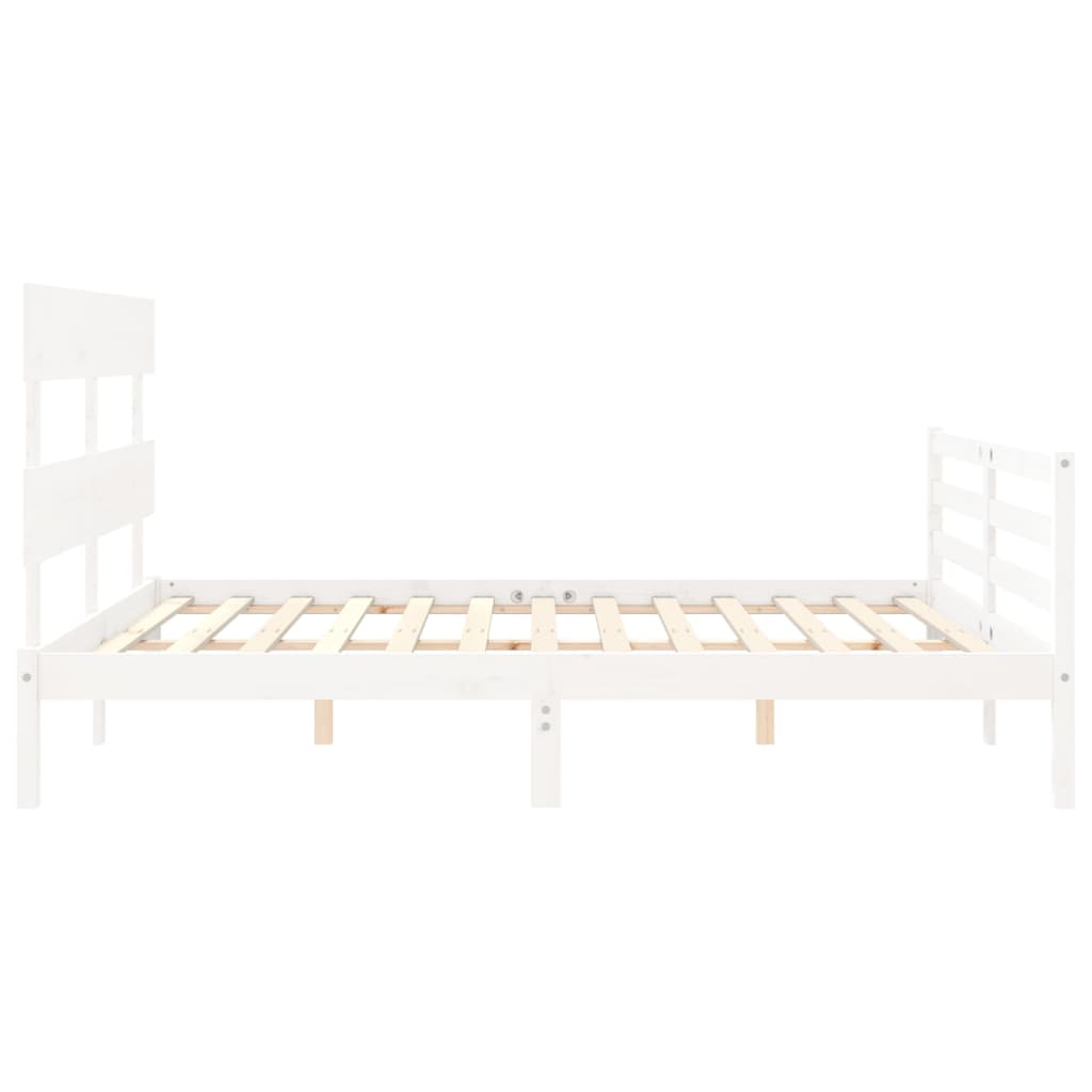 Cadre de lit sans matelas blanc 160x200 cm bois massif - XIOS