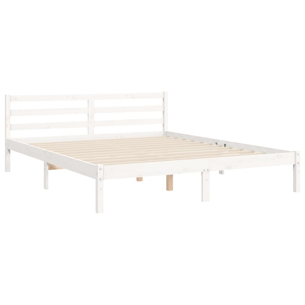 Cadre de lit sans matelas blanc 160x200 cm bois massif - XIOS