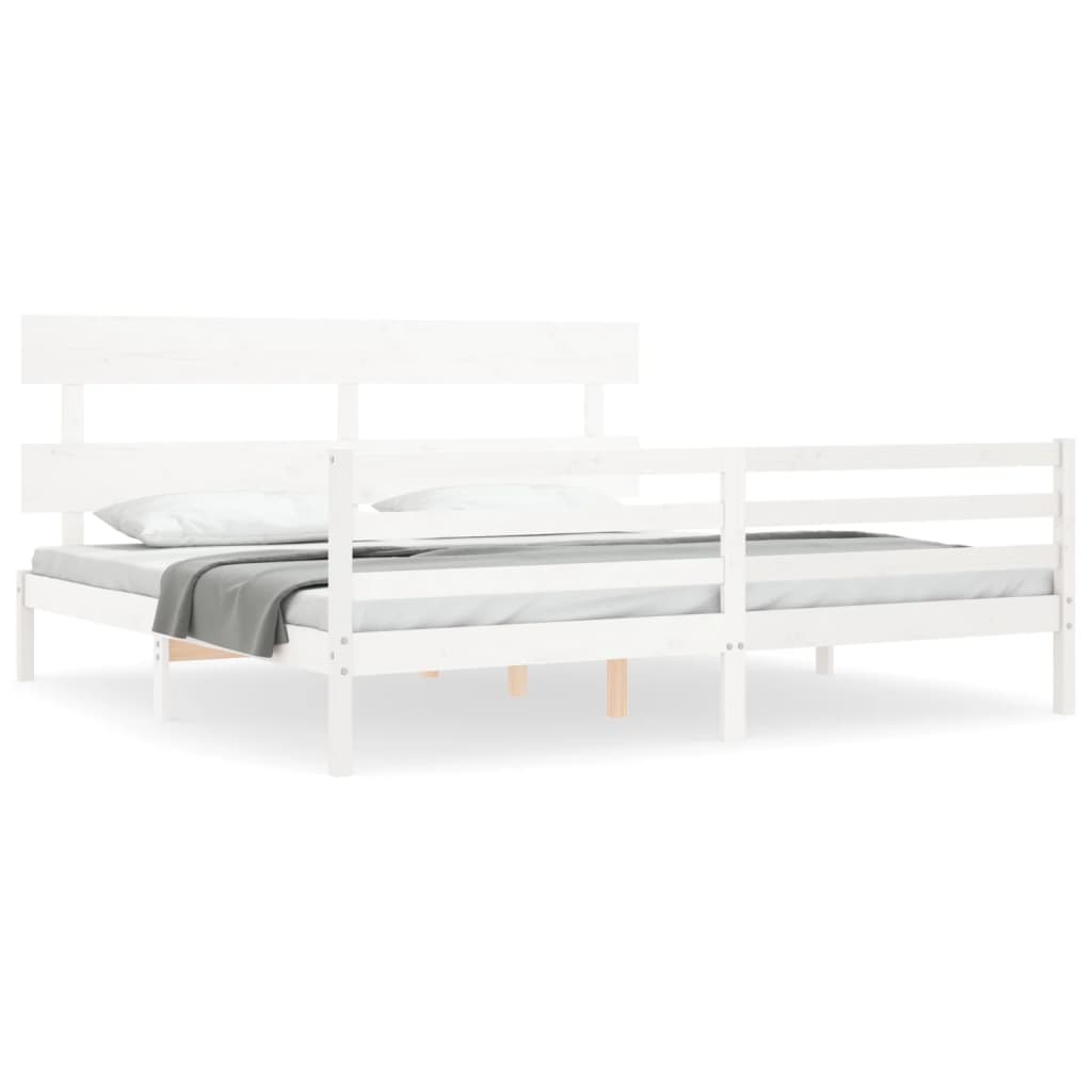 Cadre de lit sans matelas blanc 200x200 cm bois massif - XIOS