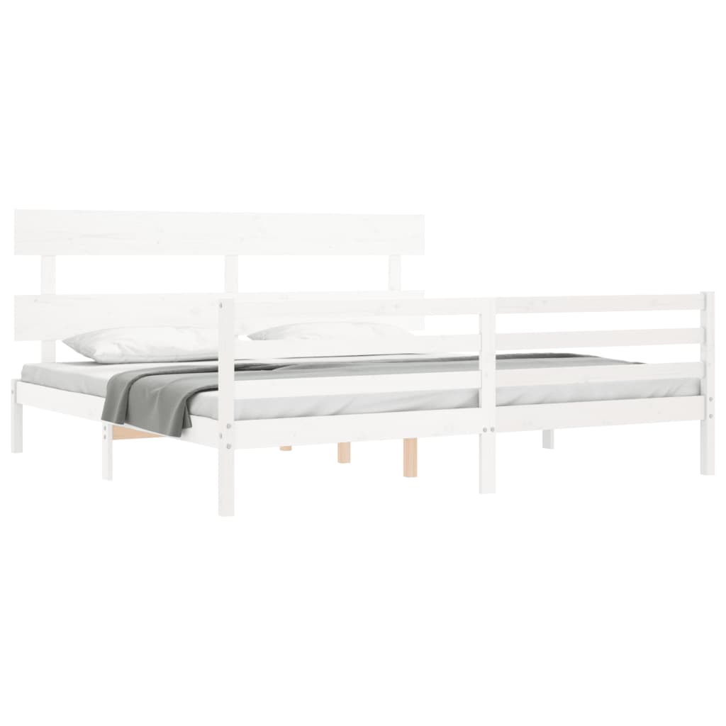 Cadre de lit sans matelas blanc 200x200 cm bois massif - XIOS