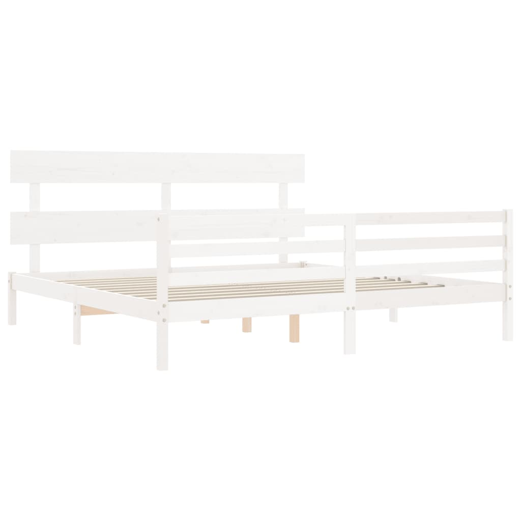 Cadre de lit sans matelas blanc 200x200 cm bois massif - XIOS