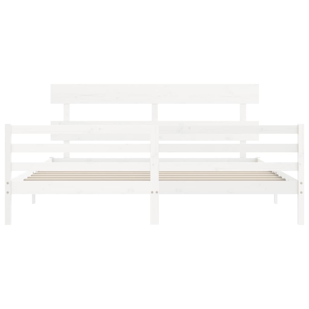 Cadre de lit sans matelas blanc 200x200 cm bois massif - XIOS