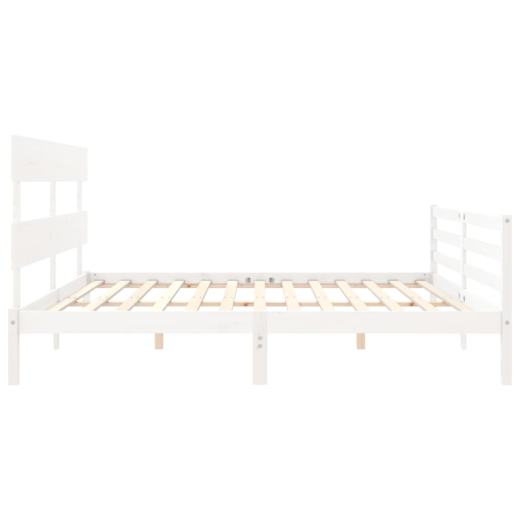 Cadre de lit sans matelas blanc 200x200 cm bois massif - XIOS