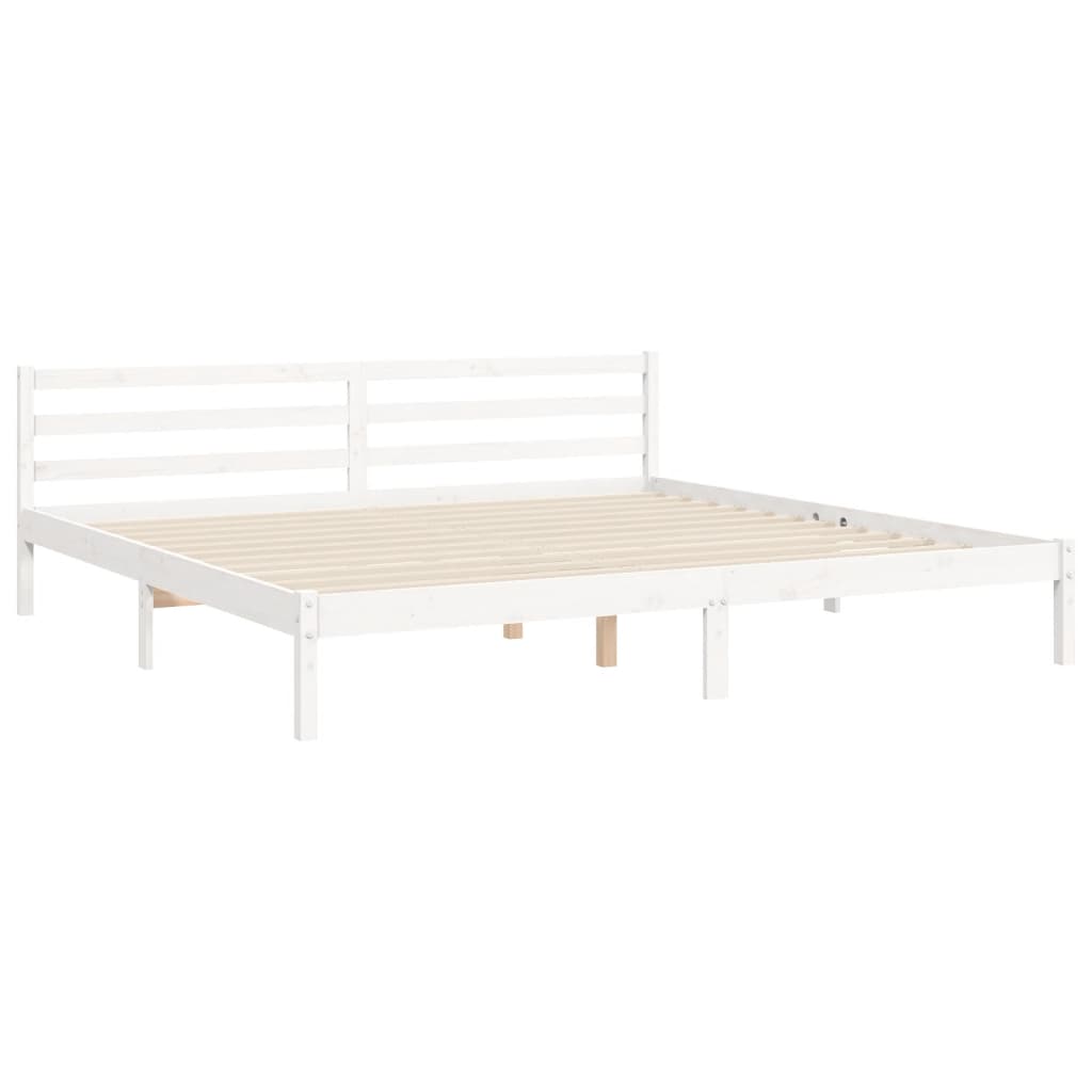 Cadre de lit sans matelas blanc 200x200 cm bois massif - XIOS
